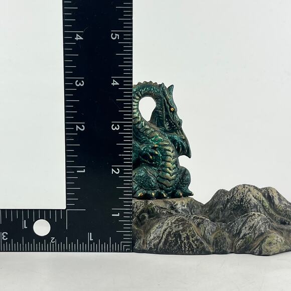 Vintage Wizard & Dragon Resin Incense Holder Signed Kim '99 14" Fantasy Decor - Picture 10 of 11